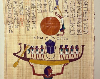 Nun Raising up Khepri in His Rising - Papyrus Art