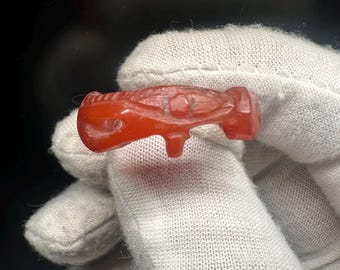 Carnelian Eye of Horus Ring - Hand Carved -  for Protection - Ancient Egyptian Art