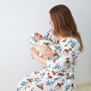 mommy and me outfits New Born Matching SetMaternity Robe Swaddle set Labour Delivery Musk Dear image 1