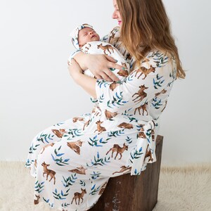 mommy and me outfits New Born Matching SetMaternity Robe Swaddle set Labour Delivery Musk Dear image 5