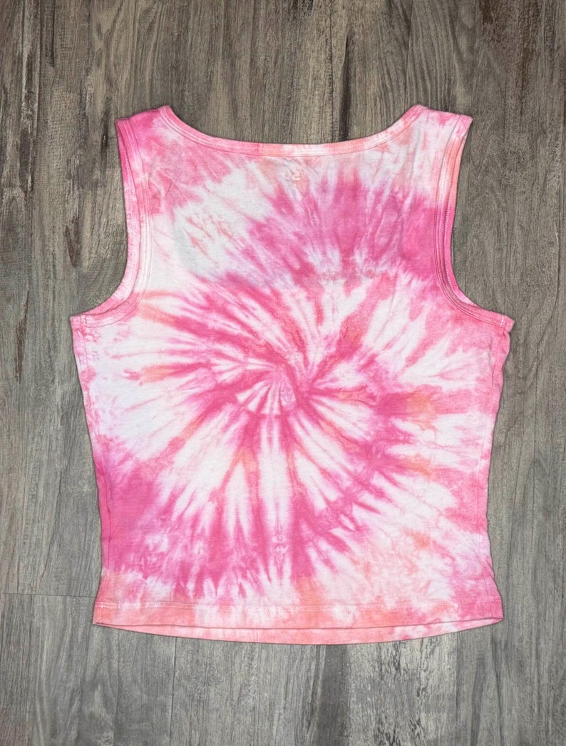 Swirl Tie Dye Tank Top Crop Top Pink immagine 2