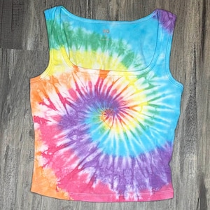 Rainbow Swirl Tie Dye Tank Top Crop Top image 1