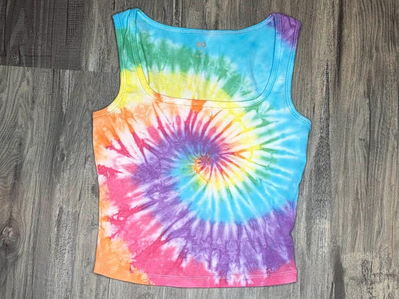Rainbow Swirl Tie Dye Tank Top Crop Top image 1