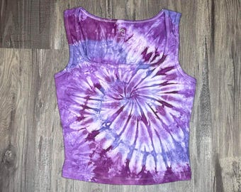 Swirl Tie Dye Tank Top Crop Top Purple