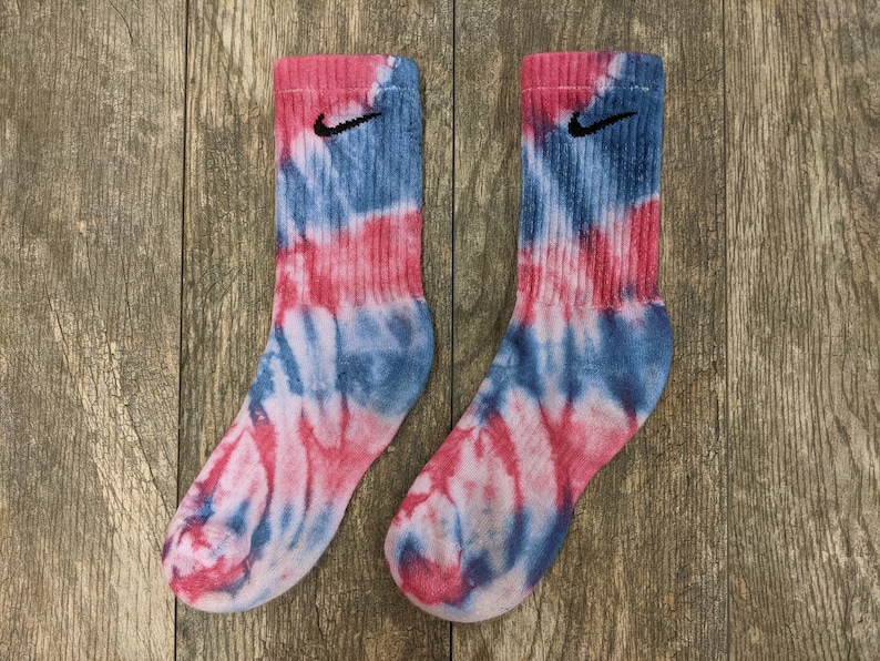 Nike Tie Dye Crew Socks Red White Blue Etsy