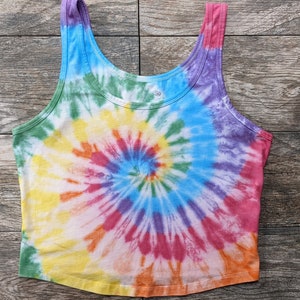 Rainbow Swirl Tie Dye Tank Top Crop Top - Etsy