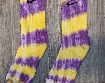 Nike Purple Yellow Tie Dye Crew Socks