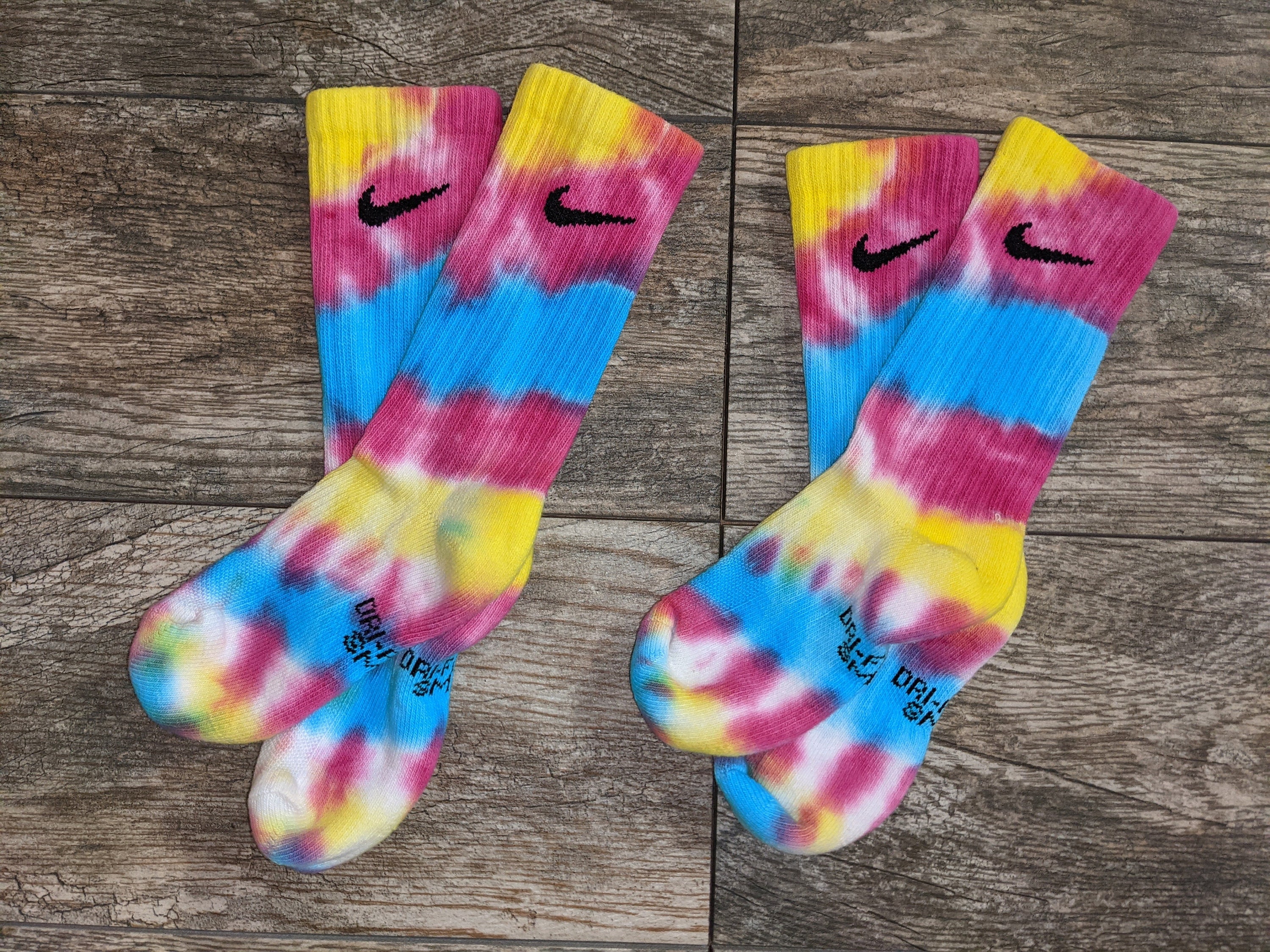 Kids Nike Tie Dye Crew Socks Rainbow | Etsy