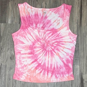 Swirl Tie Dye Tank Top Crop Top Pink immagine 1