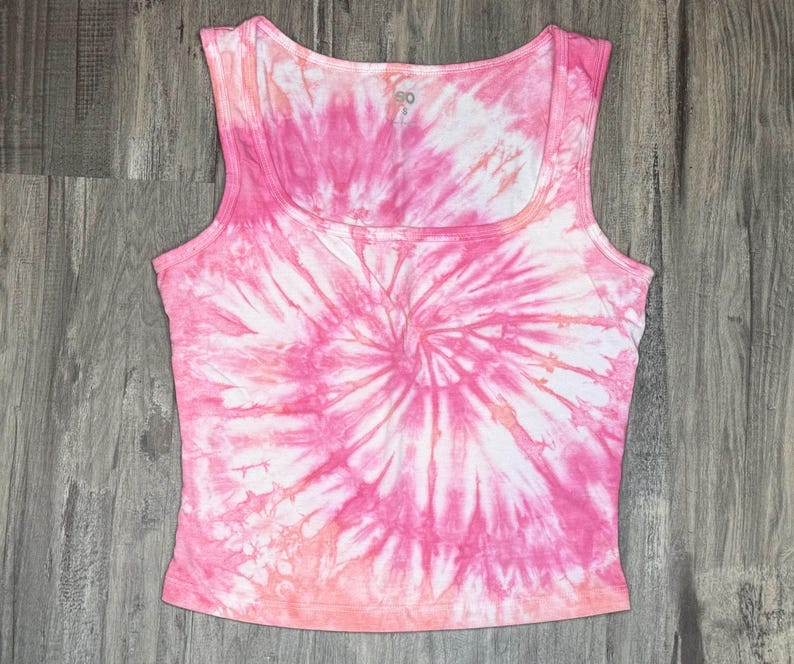 Swirl Tie Dye Tank Top Crop Top Pink immagine 1