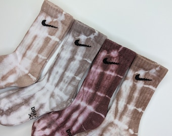 Kids Neutral Tones Tie Dye Crew Socks