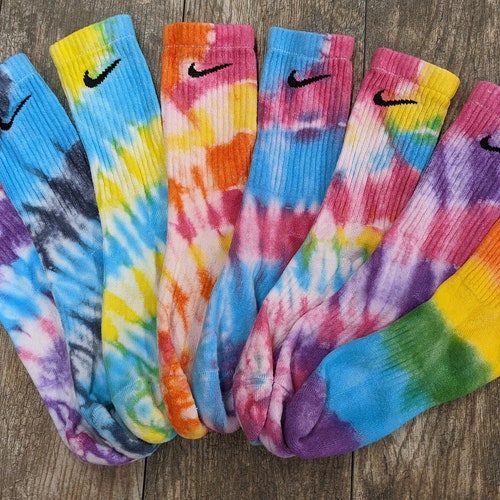 2-pair BLUE Nike Crew Tie-dye Socks Dri-fit | Etsy
