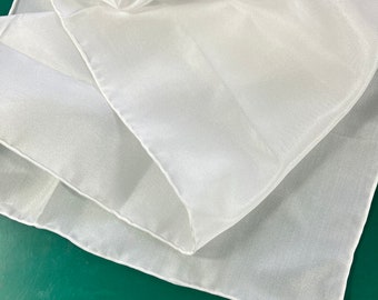 Mulberry Silk Habotai 8 Momme White Silk Scarves, 100% Silk, For Hand Painting or Dyeing, Natural White, Sewn with Silk Thread