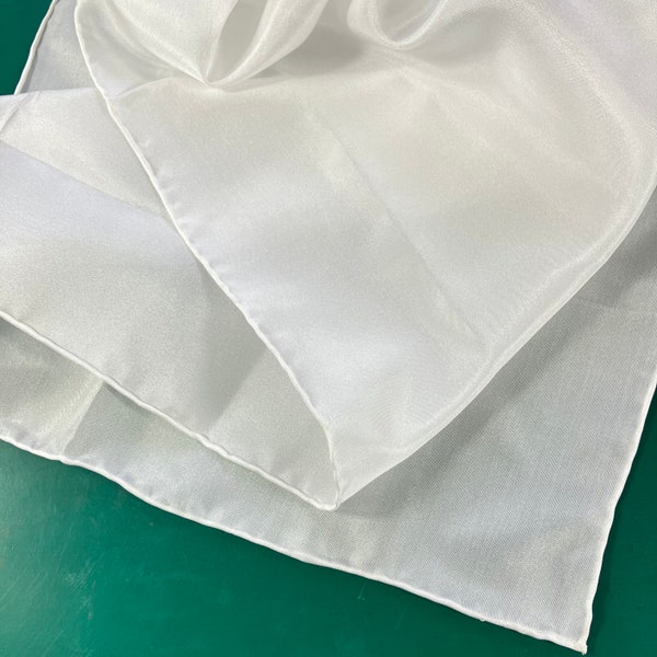 Mulberry Silk Habotai 8 Momme White Silk Scarves, 100% Silk, For Hand Painting or Dyeing, Natural White, Sewn with Silk Thread