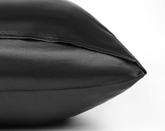 100% Mulberry Silk Pillowcase | Black | Oeko-tex Certified Pillowcase | Protects Healthy Skin and Hair | Improve Sleep Quality