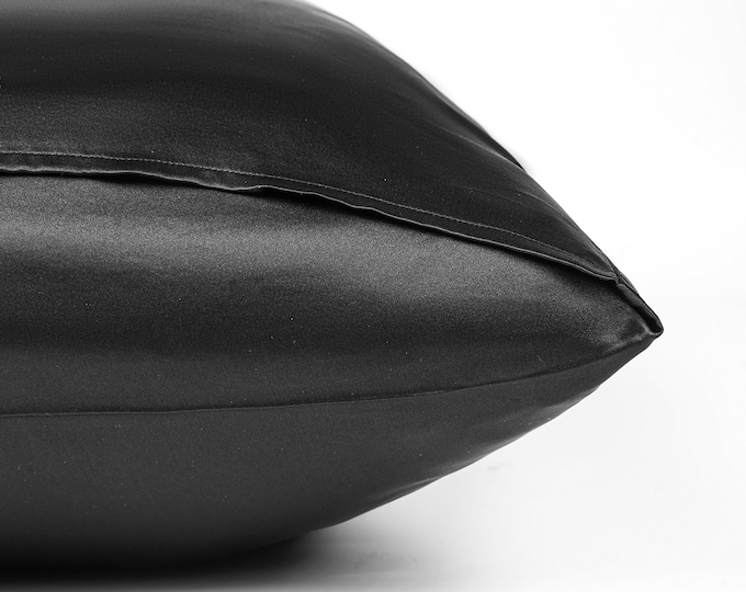 100% Mulberry Silk Pillowcase | Black | Oeko-tex Certified Pillowcase | Protects Healthy Skin and Hair | Improve Sleep Quality