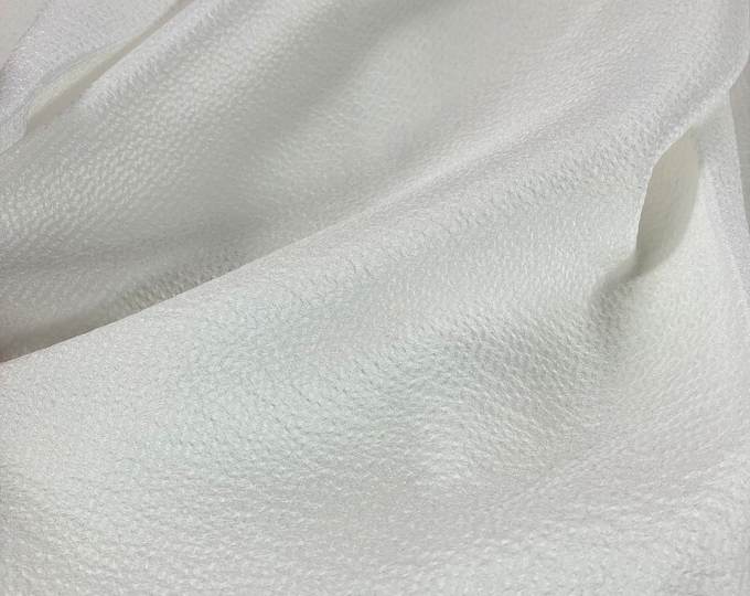 Hammered Silk Crepe de Chine, 100% Silk, 13 Momme, 140cm Width, Natural White, Dyeable, Sell by the Meter