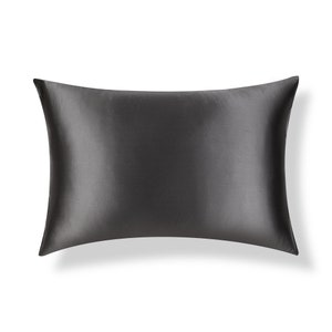 May include: A black satin pillowcase. The pillowcase is smooth and wrinkle-free.
