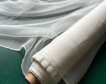 3.5 Momme Silk Gauze, Natural white, 100% Silk, Undyed, Sell by the Meter