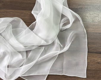 Silk Gauze (3.5 Momme) Scarf For Hand Painting, 100% Mulberry Silk, Hand Rolled, Each Scarf is Individually Packaged