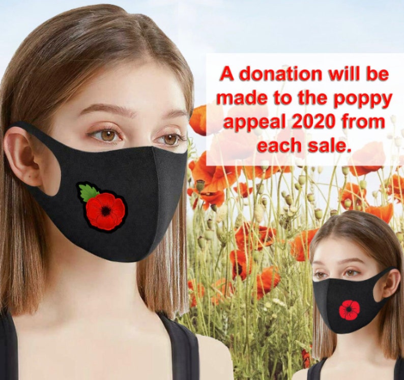 Poppy mask poppy face mask poppy appeal lest we foget Etsy