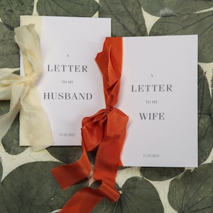 Una carta para mi esposo/esposa, juego de 2 libros de votos personalizados, folleto de boda con cinta