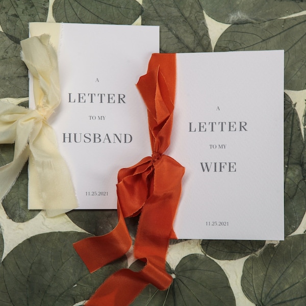 Una lettera a mio marito/moglie, libri di voti personalizzati set di 2, libretto di nozze con nastro