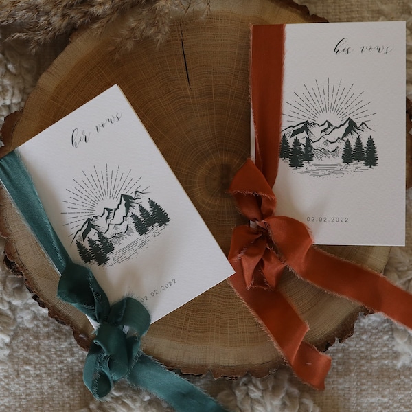 Mountains vow books set of 2 Rustic vow books personalized Wedding vow booklets