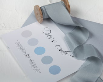 MOONLIGHT hand torn ribbon Silk ribbon hand dyed Wedding ribbon with raw edge