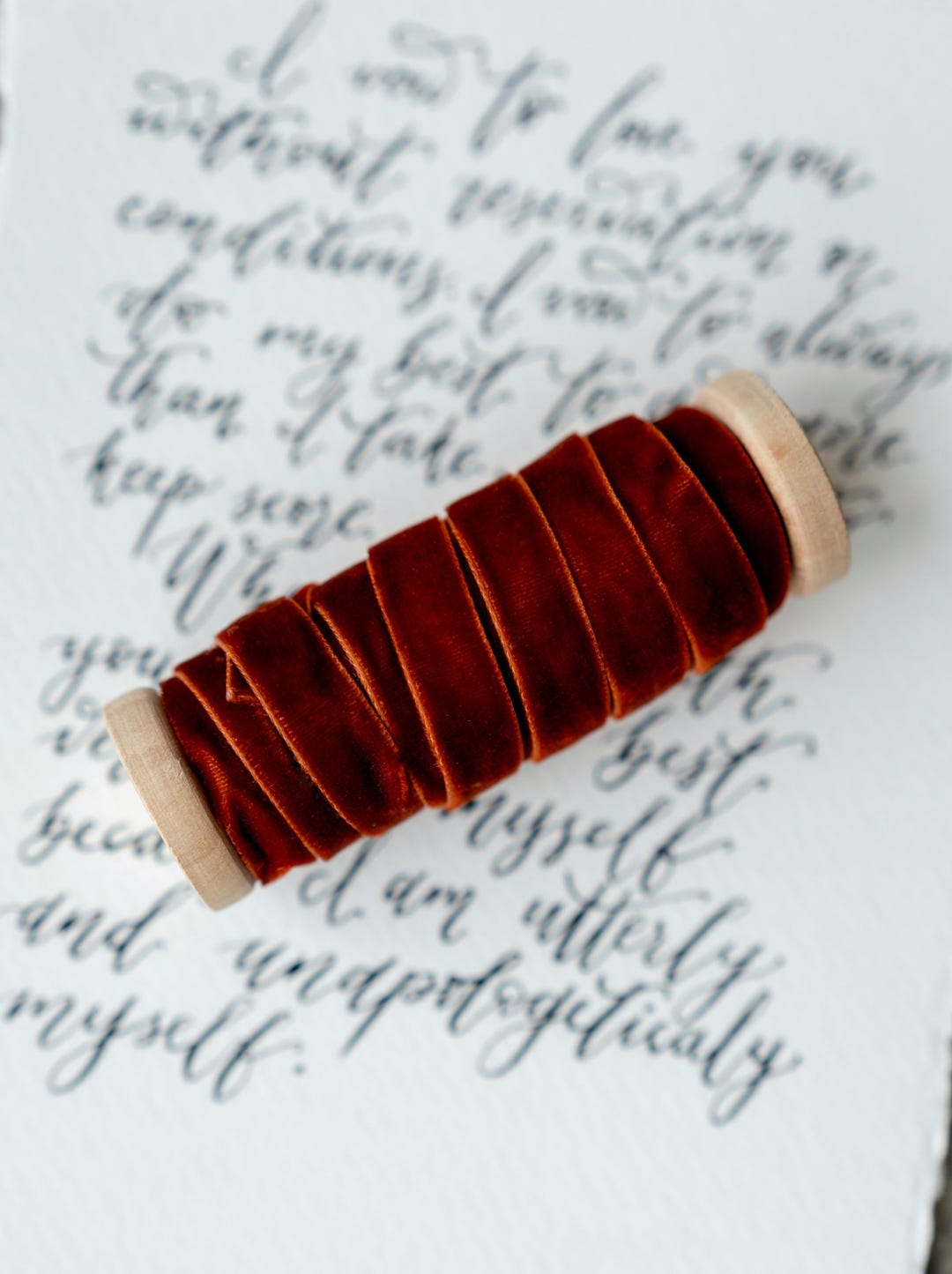 RUST Velvet Ribbon Hand Dyed 3/8'' 10mm Finished Edge by the Yard for ...