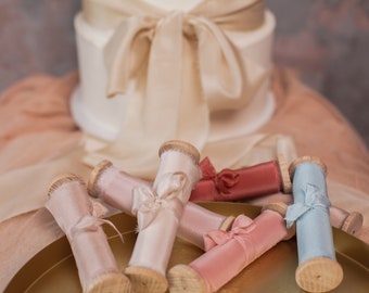 Hand dyed silk ribbon Wedding ribbon Cake decorating ribbon with frayed edge