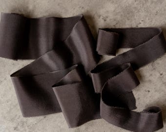 RISTRETTO silk ribbon Hand dyed Raw edge Wedding bouquet ribbon Pure silk invitation ribbon