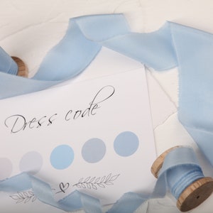 SKY BLUE silk ribbon for wedding invitations Hand dyed ribbon with raw edge Hand torn ribbon