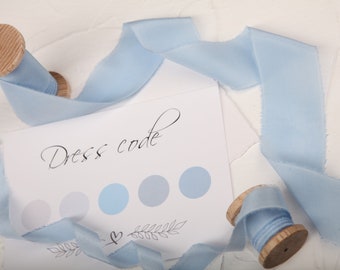 SKY BLUE silk ribbon for wedding invitations Hand dyed ribbon with raw edge Hand torn ribbon