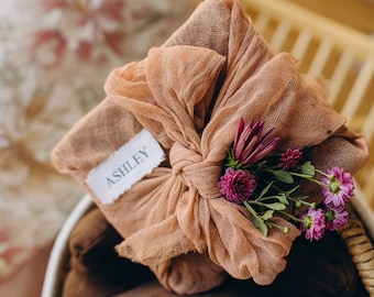 Paquete de estopilla teñida Juego de telas para envolver Furoshiki reutilizables Papel de regalo de tela ecológico Retales de tela de gasa