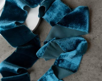 Ruban Velours Uxcell - 3 Pouces X 3 Yards - Bleu Océan, Effiloché Soie - NEUF