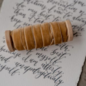 CAMEL Samtband Handgefärbt 3/8'' 10 mm mit abgerundetem Saum zum Basteln, Dekorieren, Geschenkverpackung, DIY-Projekte