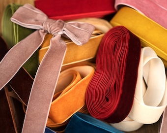 Hand Dyed Velvet Ribbon, 1''/25 mm Finished Edge, Crafting Decor Wrapping