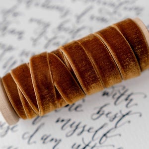 BRONZE Samtband Handgefärbt 3/8'' 10 mm Rand abgerundet zum Basteln, Dekorieren, Geschenke verpacken, DIY-Projekte