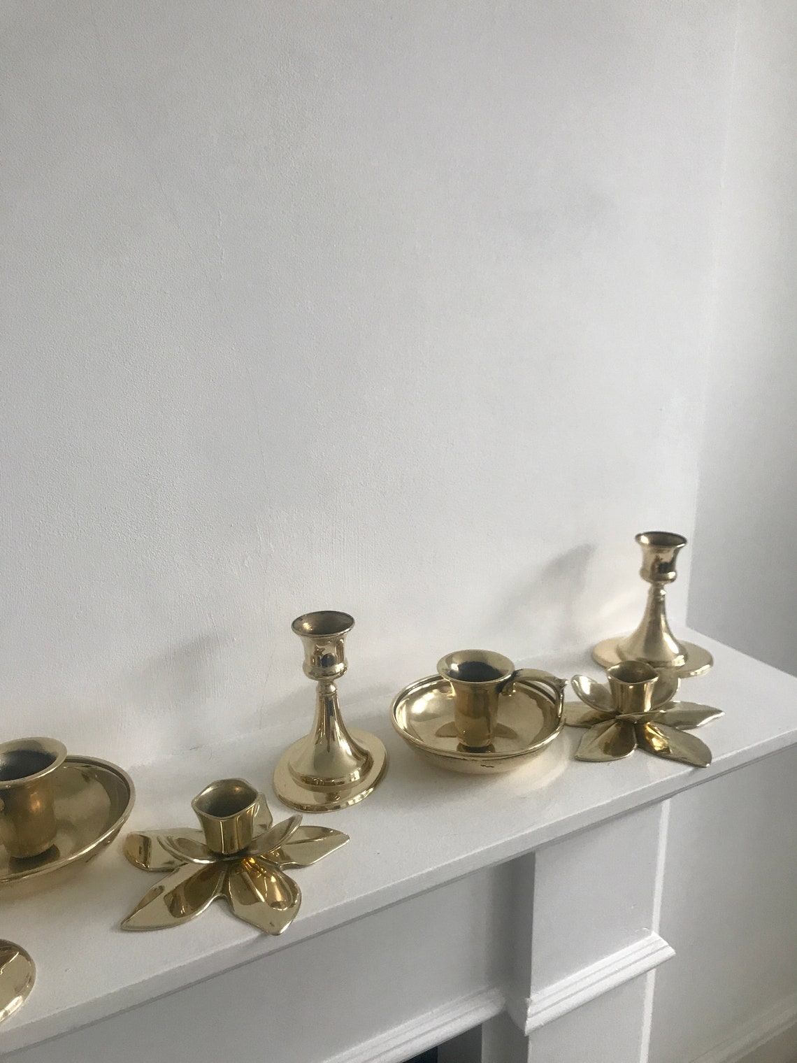 Brass Oval Candlestick holder // Gold metal Candle Holder // Etsy