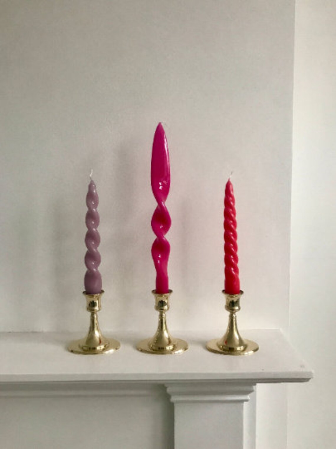 Medium Spiral Gloss Candlestick // Hand dipped twist candle // Etsy