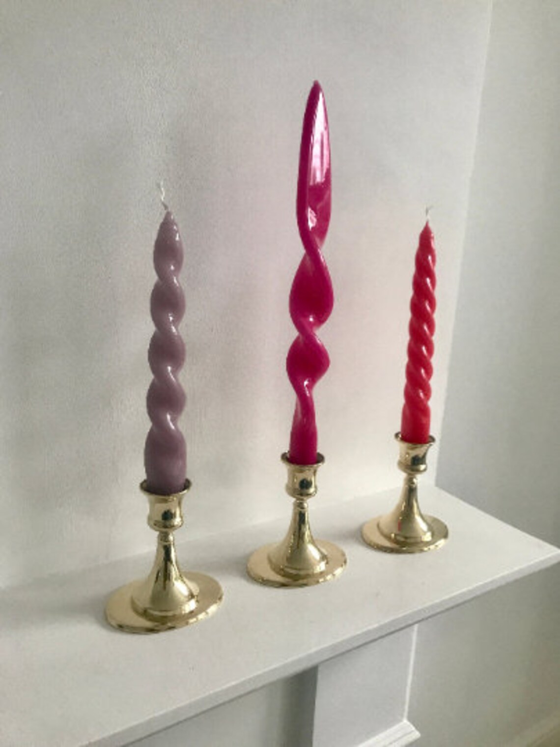 Small Spiral Gloss Candlestick // Hand Dipped Twist Candle // Etsy UK