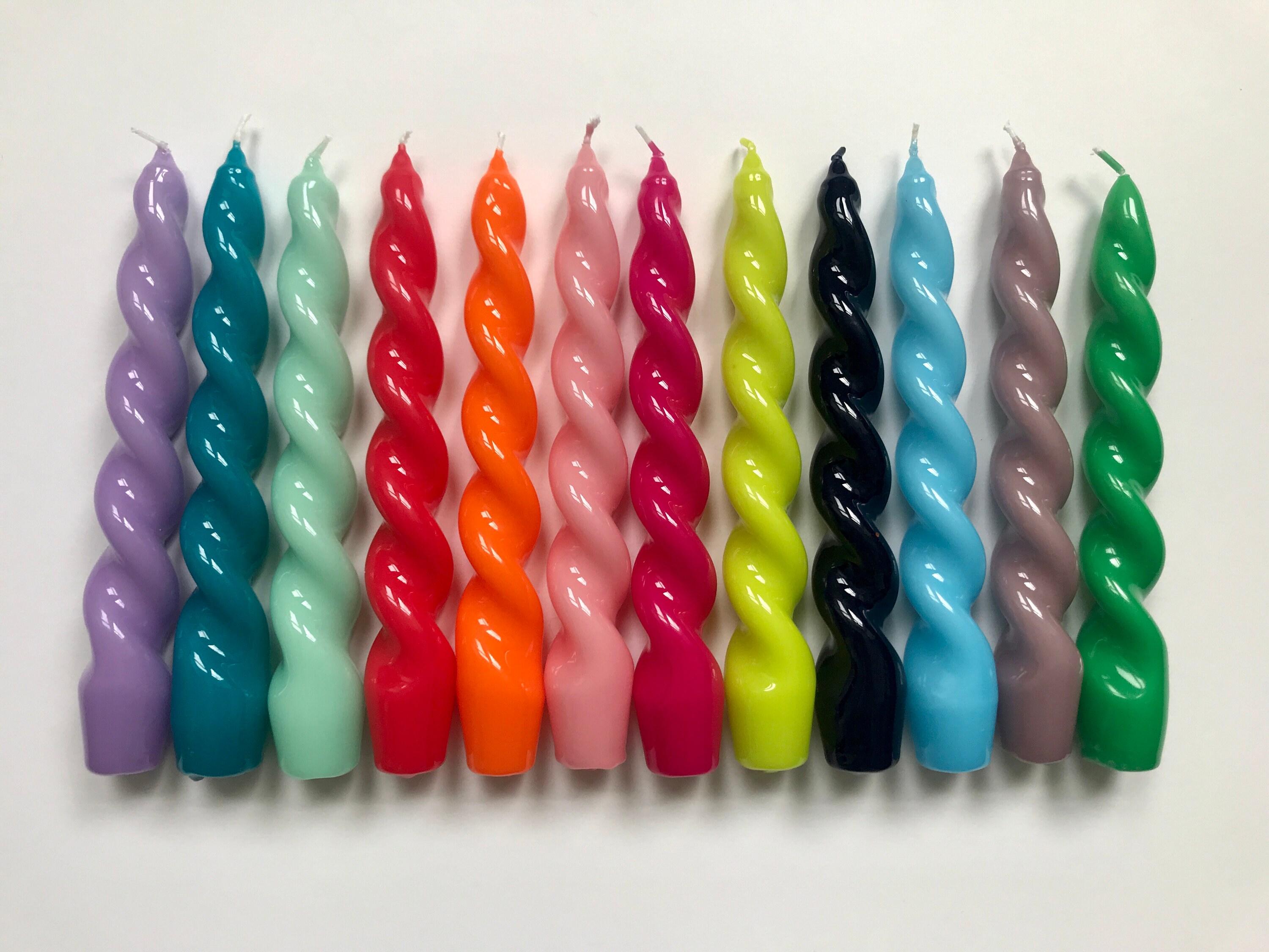 Medium Spiral Gloss Candlestick // Hand dipped twist candle // Etsy