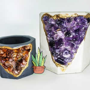 MOMMA DWARF Pflanzer oder Stift Halter: Knochen weiß mit lila Amethyst | Sukkulenten Geode Pflanzer | Beton Pflanzer | Luftanlagenhalter