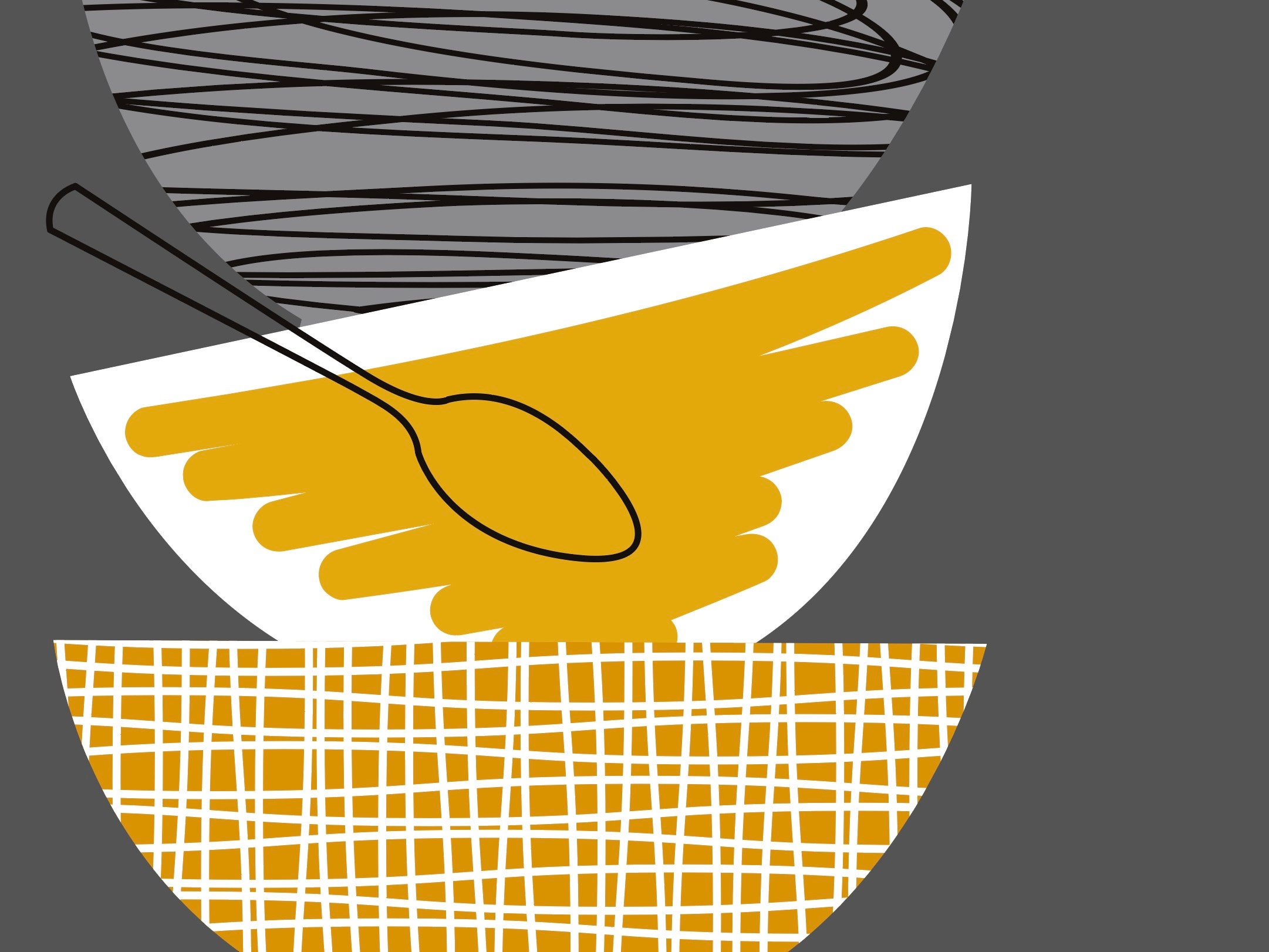 KITCHEN DINING ART Set of 3 Prints Mustard Yellow/ Ochre & Grey 1950's Inspired Downloadable