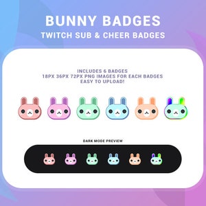 Cute Bunny Sub & Cheer Badges