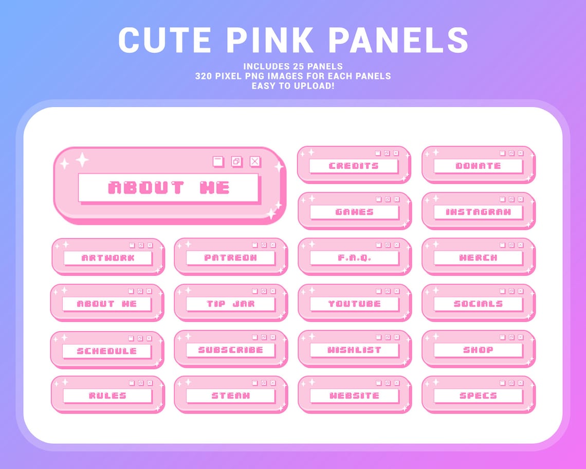 Cute Sparkle Pink Panels / Twitch Pack Etsy