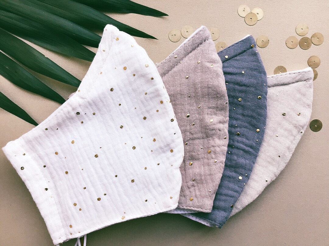 Organic Muslin Face Mask SET Bling Mask With Nose Wire Etsy