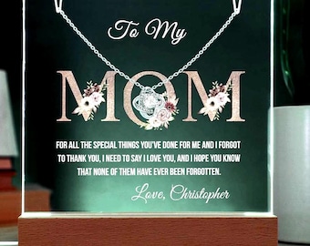 Para mi mamá, placa acrílica de recuerdo con collar, regalo del Día de la Madre, regalo de cumpleaños