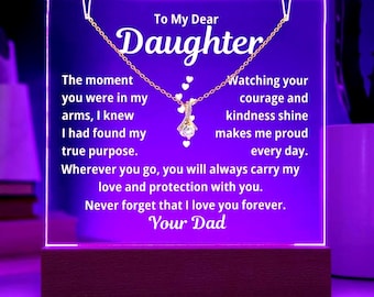 Collar para hija y luz nocturna LED acrílica / Regalo para papá